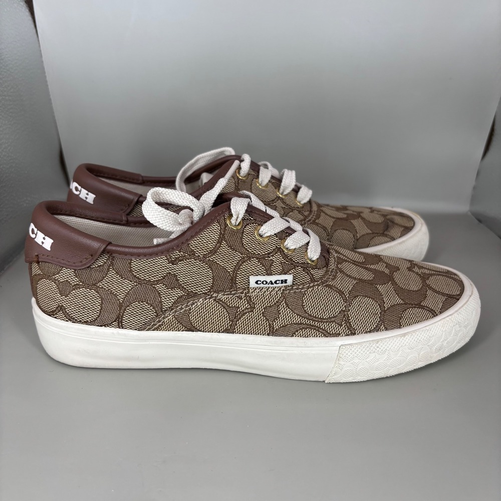 Coach Citysole Skate Khaki Signature Jacquard Sneakers C2705 Brown Women 6B